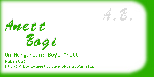 anett bogi business card